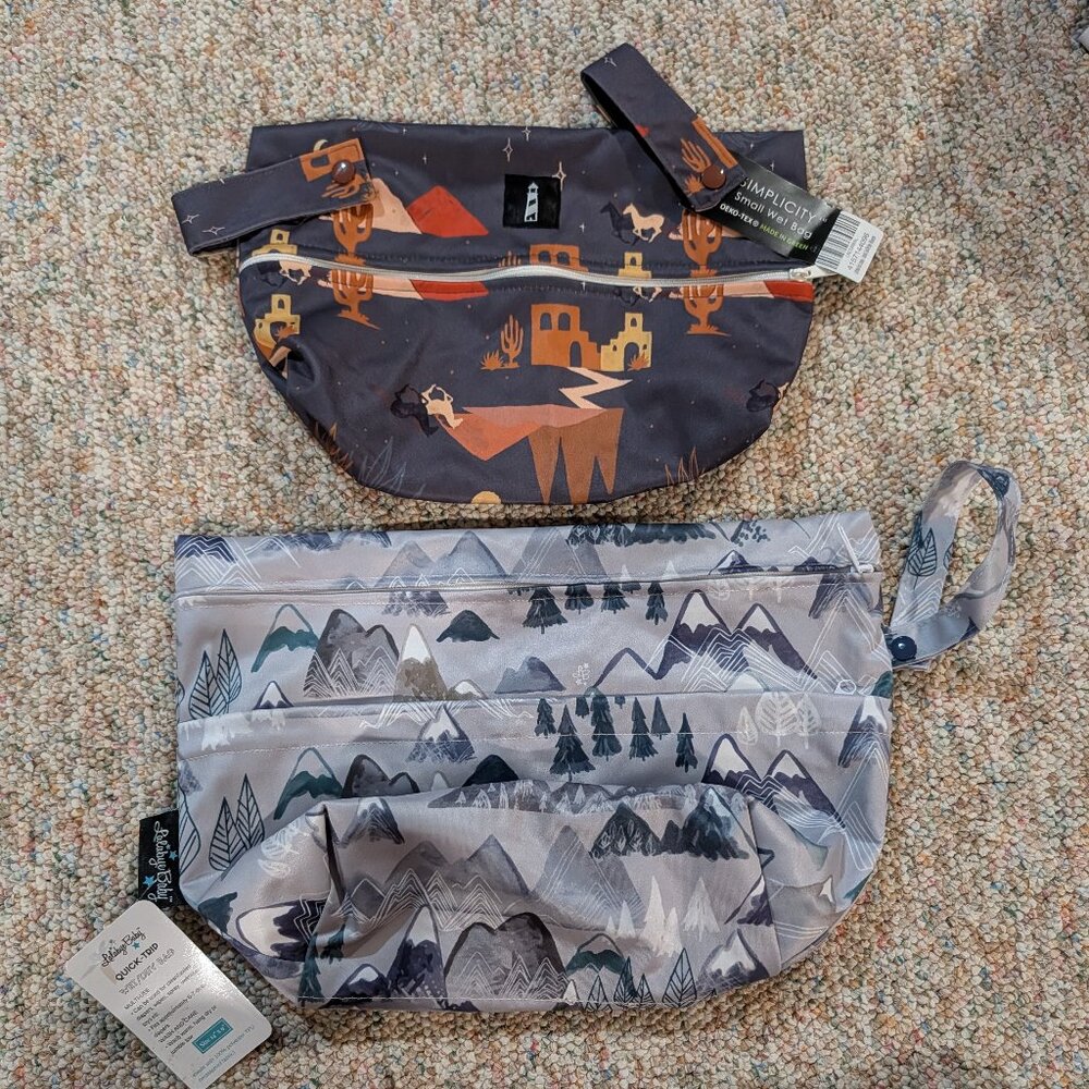 2 Wet Bag Bundle! NWT Lalabye Baby & Lighthouse Kids Co. Cloth Diaper/Travel